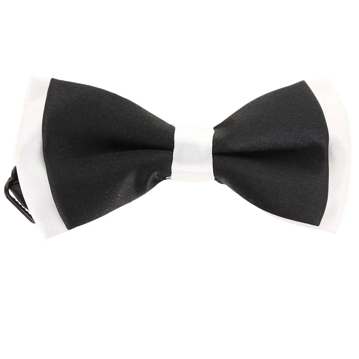 Vittorio Farina Boy's Design Satin Bow Tie - Suits You Sir - Black and White Fold -