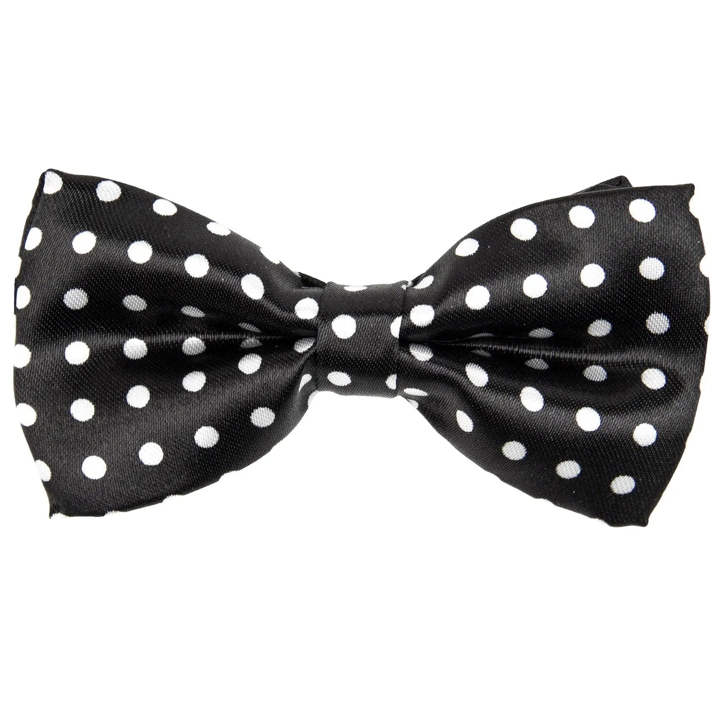 Vittorio Farina Boy's Design Satin Bow Tie - Suits You Sir - Black and White Polka Dot -