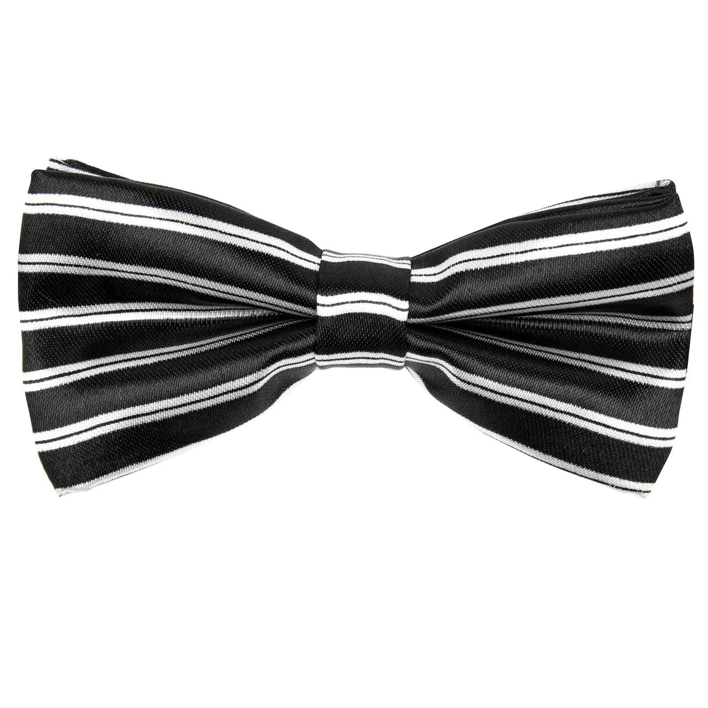 Vittorio Farina Boy's Design Satin Bow Tie - Suits You Sir - Black and White Stripes -