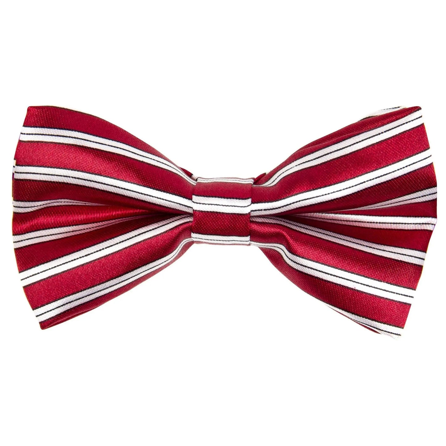 Vittorio Farina Boy's Design Satin Bow Tie - Suits You Sir - Burgundy and White Stripes (wide) -