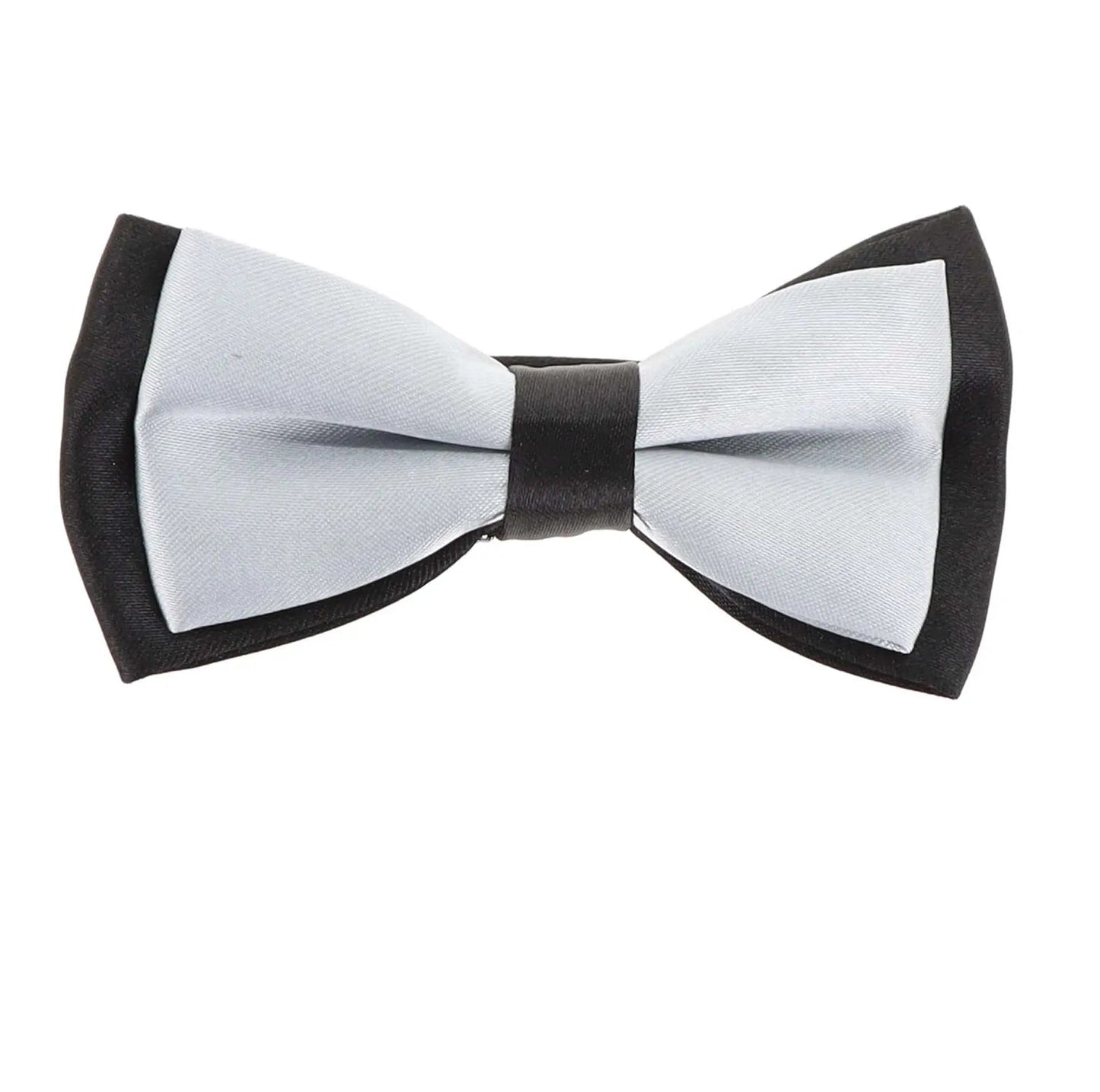 Vittorio Farina Boy's Design Satin Bow Tie - Suits You Sir - Gray and Black Fold -