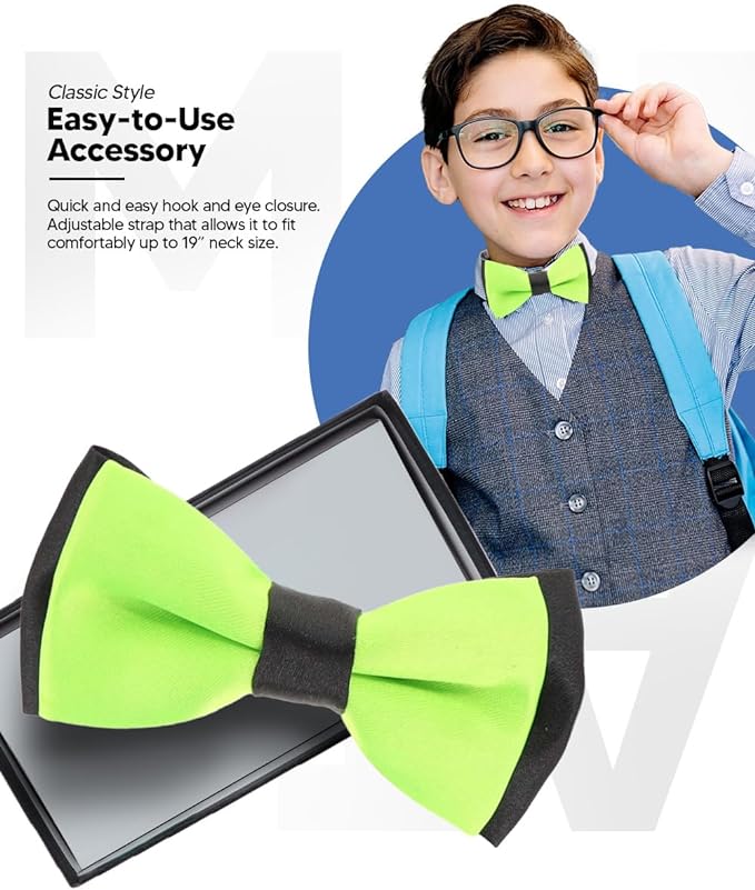 Vittorio Farina Boy's Design Satin Bow Tie - Suits You Sir - Green and Black Fold -