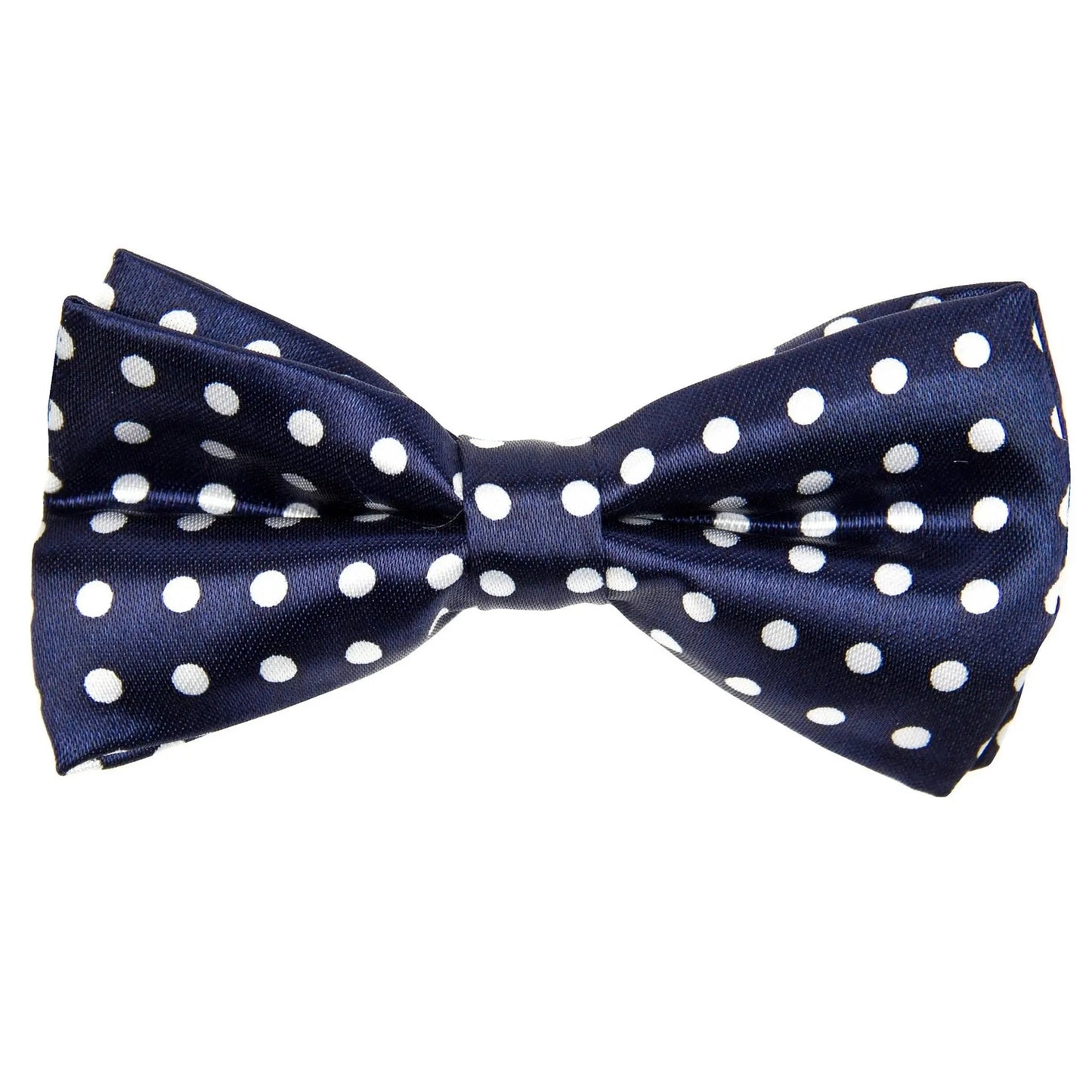 Vittorio Farina Boy's Design Satin Bow Tie - Suits You Sir - Navy Blue and White Polka Dot -