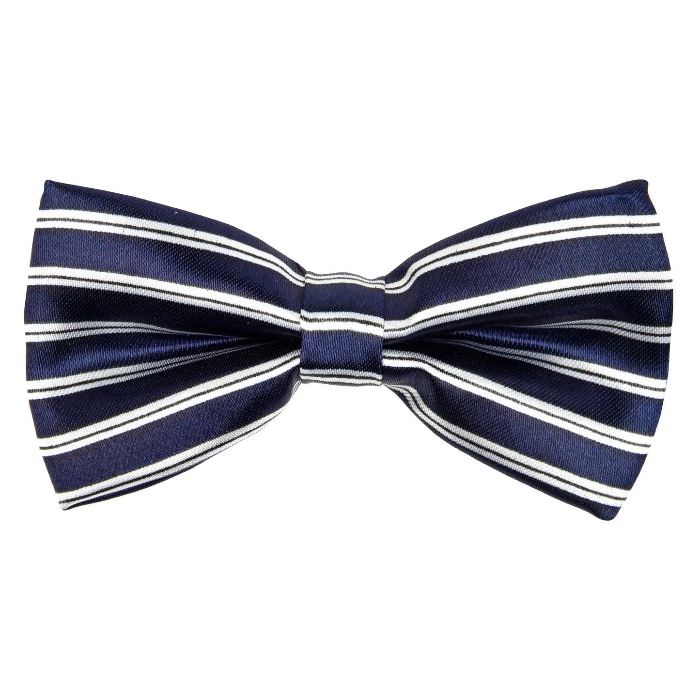 Vittorio Farina Boy's Design Satin Bow Tie - Suits You Sir - Navy Blue and White Stripes -