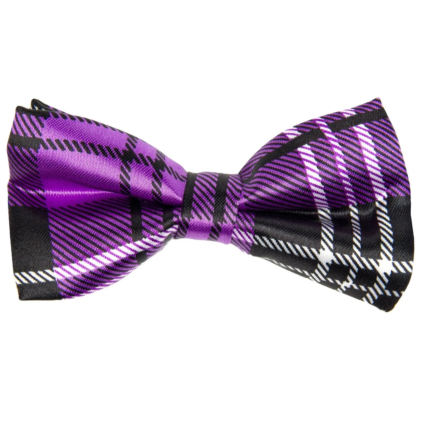 Vittorio Farina Boy's Design Satin Bow Tie - Suits You Sir - Purple Plaid -
