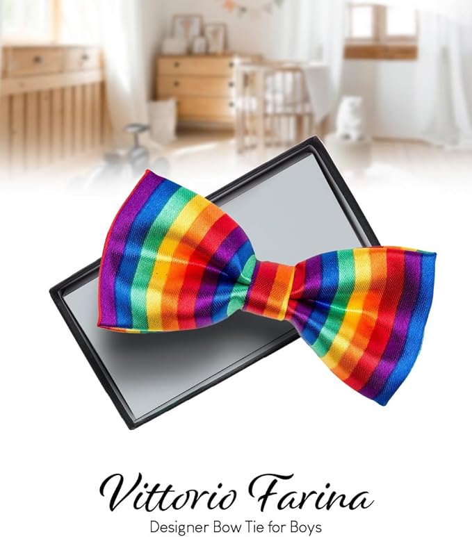 Vittorio Farina Boy's Design Satin Bow Tie - Suits You Sir - Rainbow -