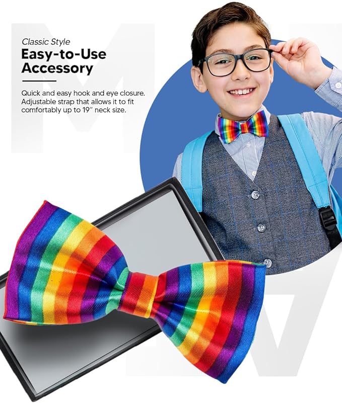 Vittorio Farina Boy's Design Satin Bow Tie - Suits You Sir - Rainbow -