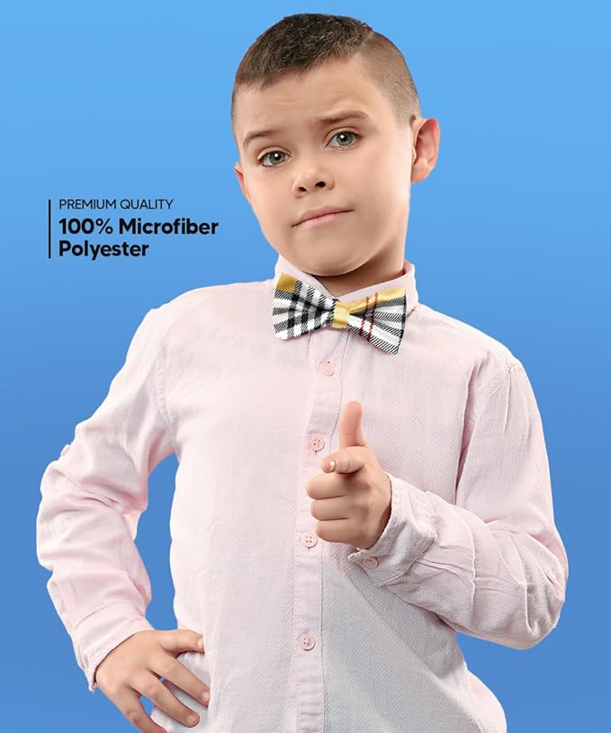 Vittorio Farina Boy's Design Satin Bow Tie - Suits You Sir - Yellow Plaid -