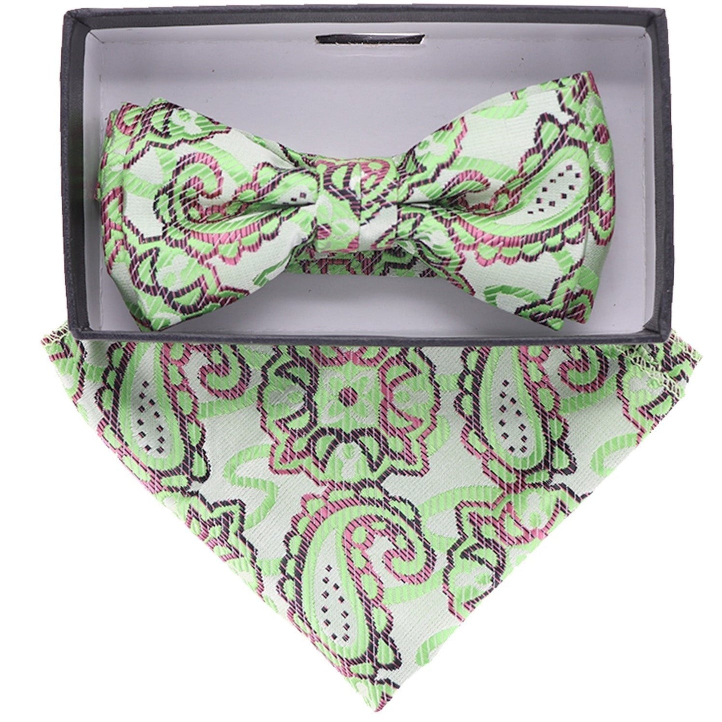 Vittorio Farina Boy's Floral Print Design Bow Tie & Pocket Square in Gift Box - Suits You Sir - KBH 039 -