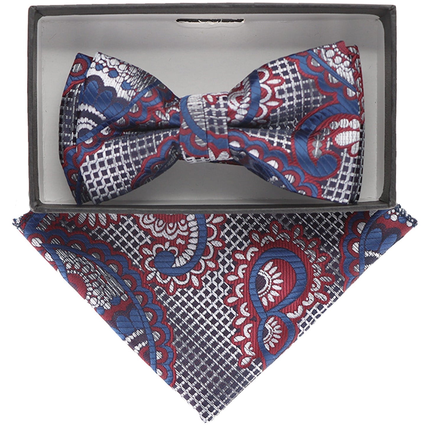 Vittorio Farina Boy's Floral Print Design Bow Tie & Pocket Square in Gift Box - Suits You Sir - KBH 062 -