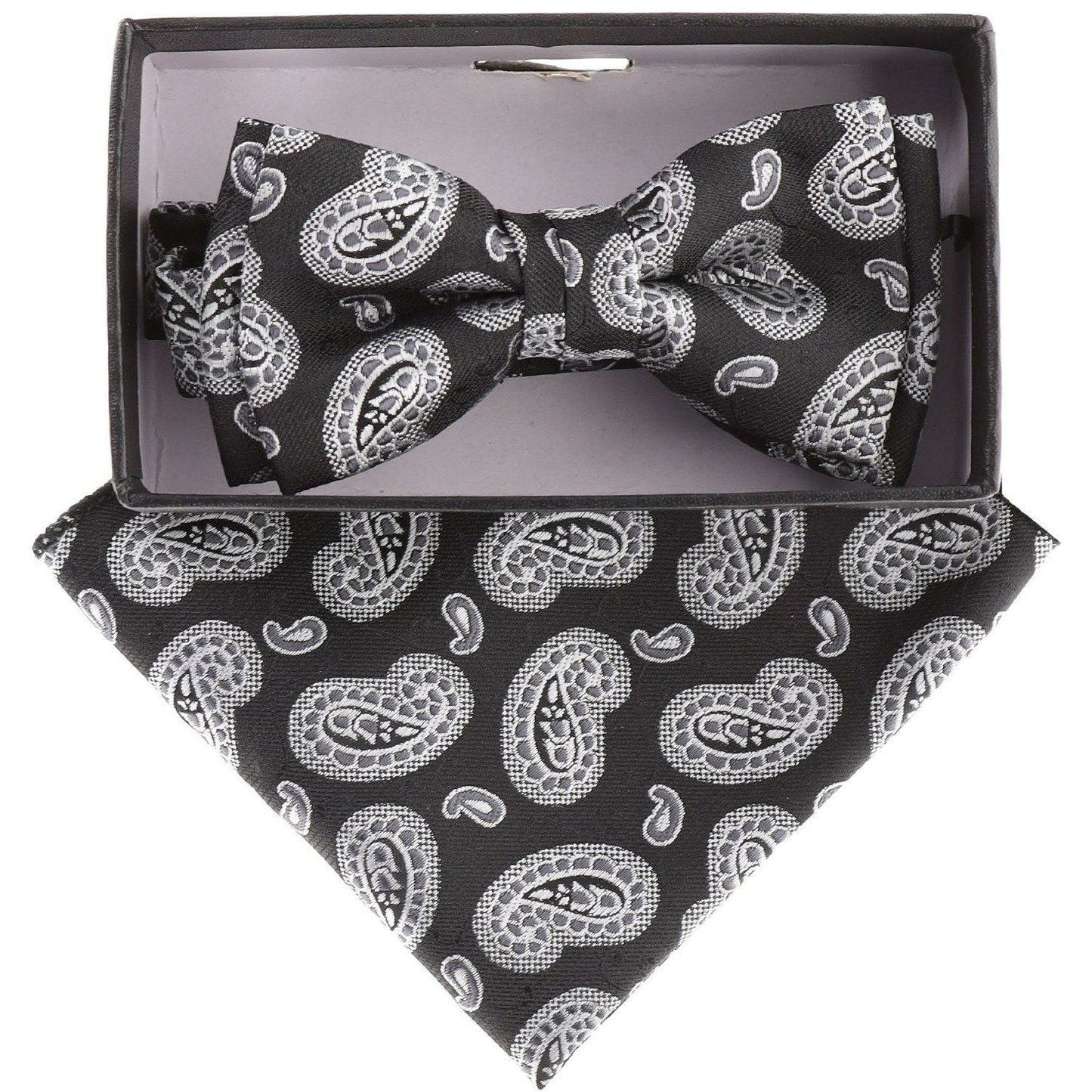 Vittorio Farina Boy's Floral Print Design Bow Tie & Pocket Square in Gift Box - Suits You Sir - KBH - 21003 -