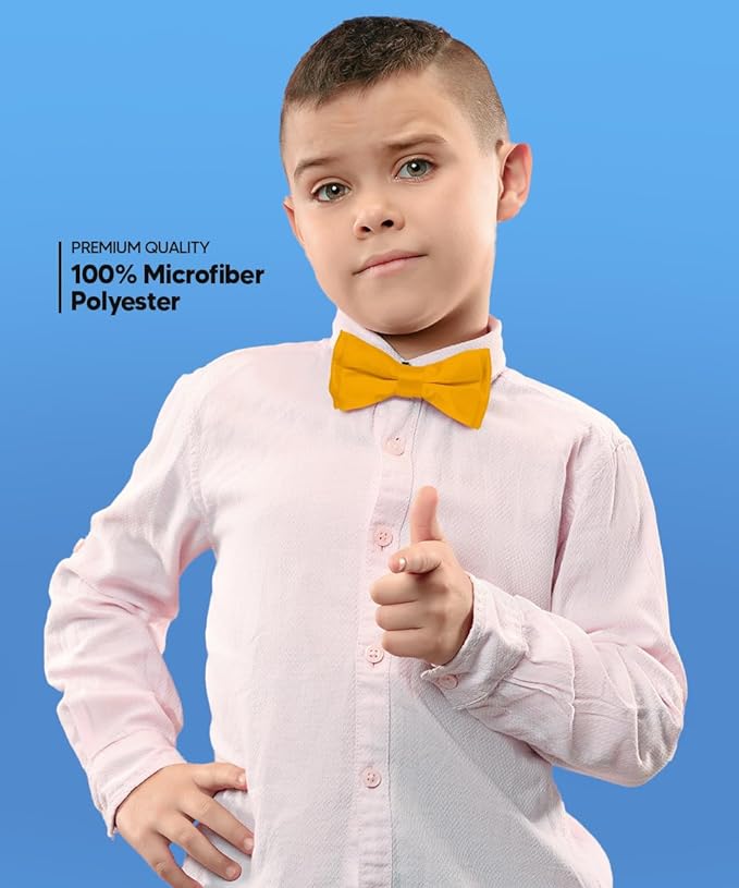 Vittorio Farina Boy's Pretied Solid Silky Satin Bow Tie - Suits You Sir - Amber -