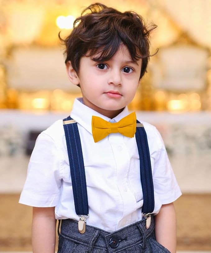 Vittorio Farina Boy's Pretied Solid Silky Satin Bow Tie - Suits You Sir - Amber -