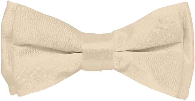 Vittorio Farina Boy's Pretied Solid Silky Satin Bow Tie - Suits You Sir - Beige -