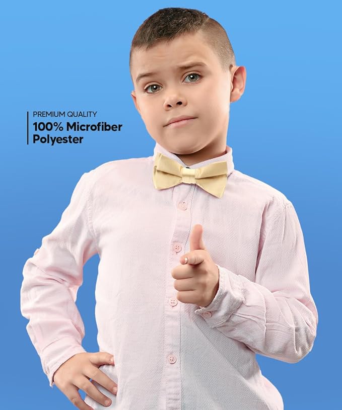 Vittorio Farina Boy's Pretied Solid Silky Satin Bow Tie - Suits You Sir - Gold -