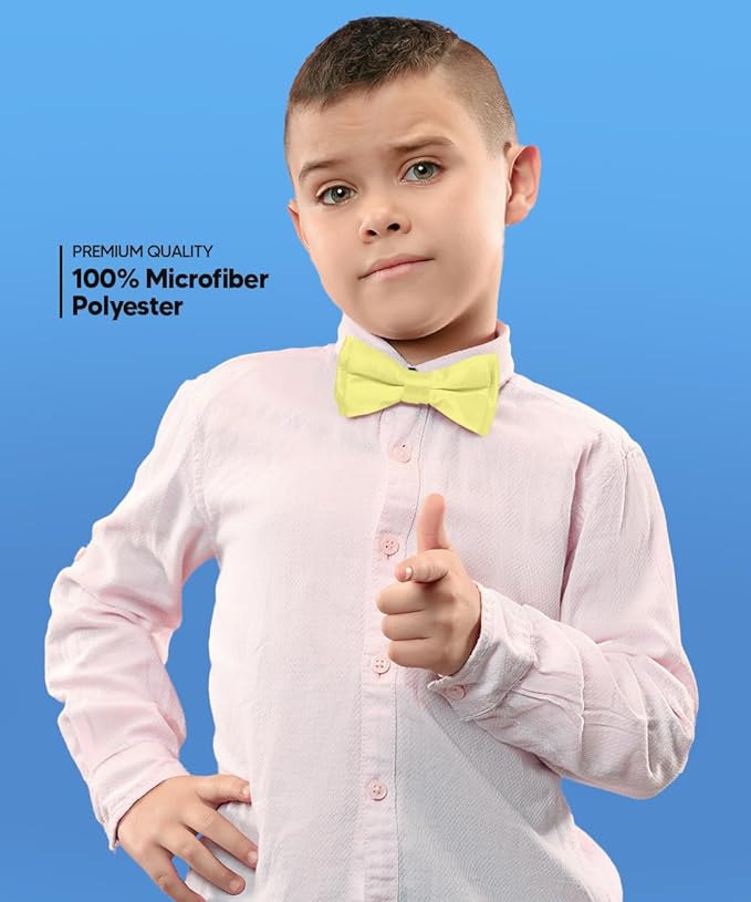 Vittorio Farina Boy's Pretied Solid Silky Satin Bow Tie - Suits You Sir - Maize -
