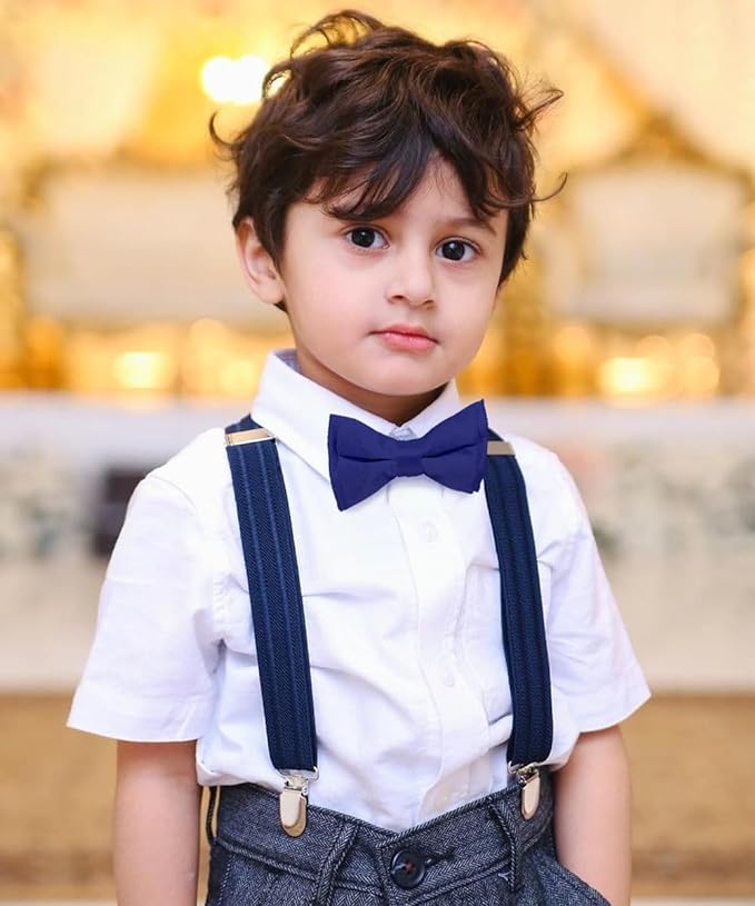 Vittorio Farina Boy's Pretied Solid Silky Satin Bow Tie - Suits You Sir - Royal Blue -