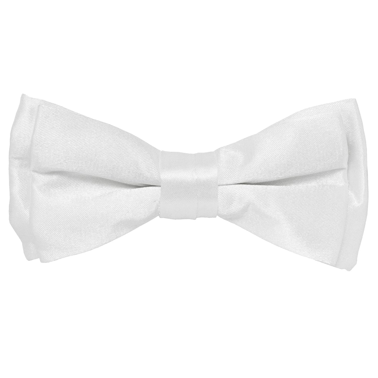 Vittorio Farina Boy's Pretied Solid Silky Satin Bow Tie - Suits You Sir - White -