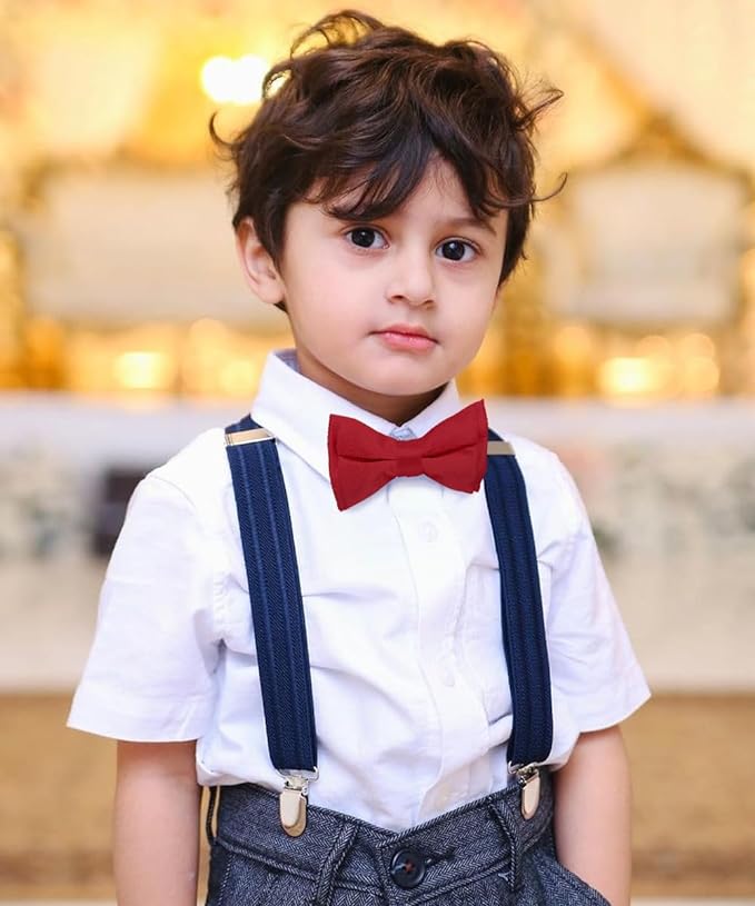 Vittorio Farina Boy's Pretied Solid Silky Satin Bow Tie - Suits You Sir - Wine -