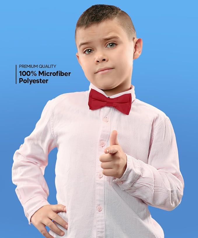 Vittorio Farina Boy's Pretied Solid Silky Satin Bow Tie - Suits You Sir - Wine -