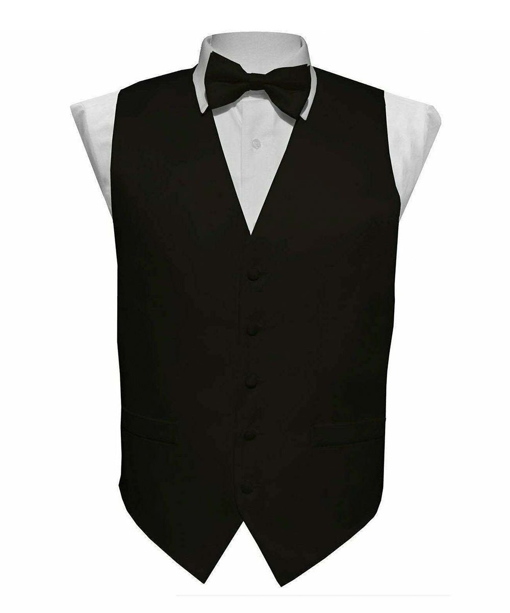 Vittorio Farina Boy's Satin Vest, Necktie, Bow Tie and Pocket Square Set - Suits You Sir - Black - S