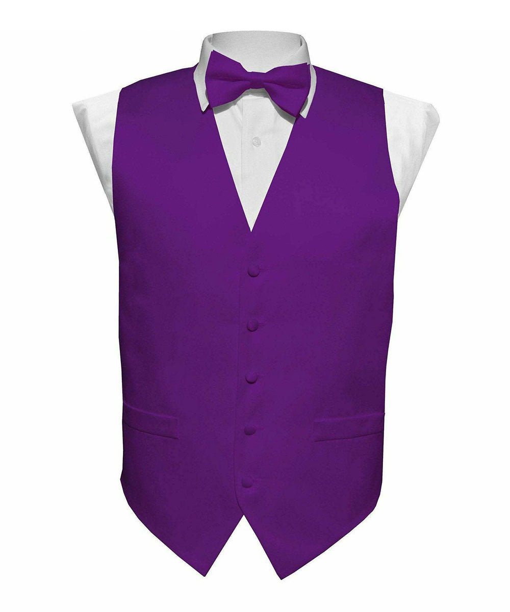 Vittorio Farina Boy's Satin Vest, Necktie, Bow Tie and Pocket Square Set - Suits You Sir - Purple - S