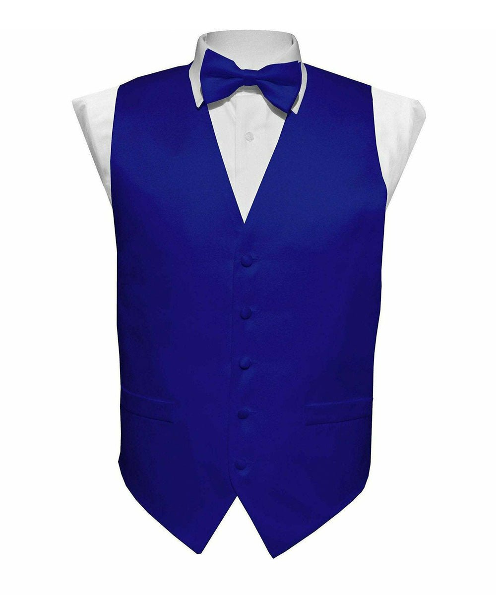 Vittorio Farina Boy's Satin Vest, Necktie, Bow Tie and Pocket Square Set - Suits You Sir - Royal Blue - S