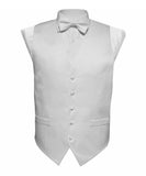 Vittorio Farina Boy's Satin Vest, Necktie, Bow Tie and Pocket Square Set - Suits You Sir - White - S
