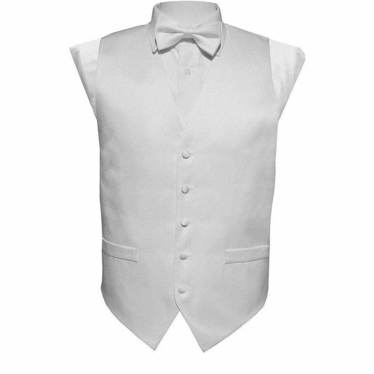 Vittorio Farina Boy's Satin Vest, Necktie, Bow Tie and Pocket Square Set - Suits You Sir - White - S