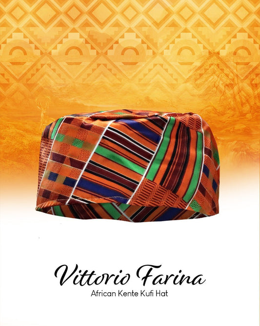 Vittorio Farina Kente Kufi Hat for Men and Women – African Kufi Hat Ideal for Cultural Attire, Outfit & Costume - Suits You Sir - Kente 1 -