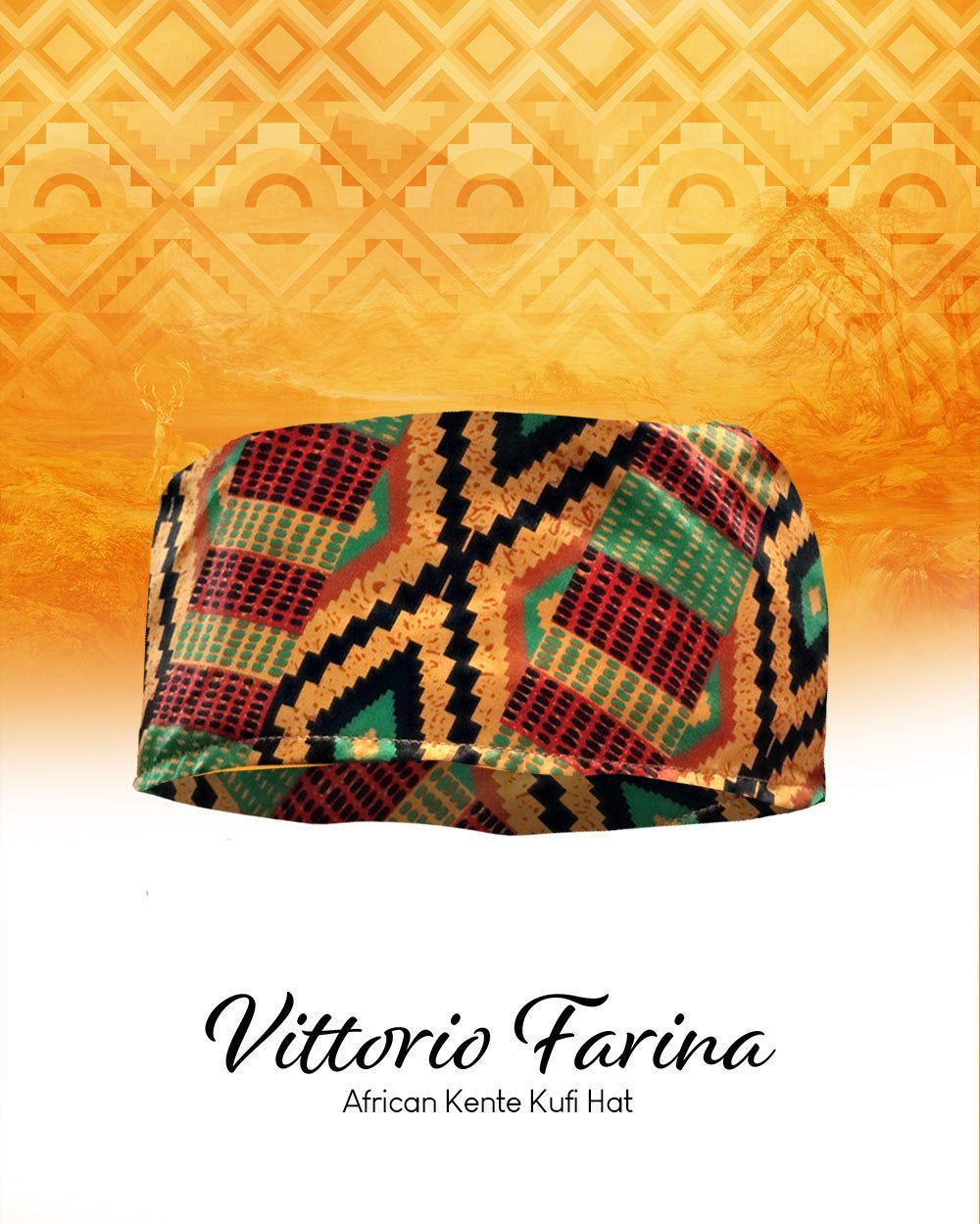 Vittorio Farina Kente Kufi Hat for Men and Women – African Kufi Hat Ideal for Cultural Attire, Outfit & Costume - Suits You Sir - Kente 2 -