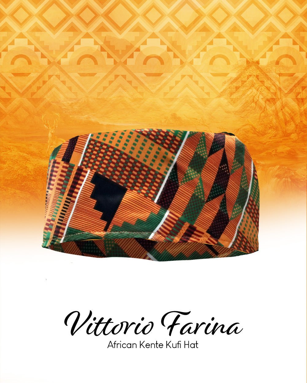 Vittorio Farina Kente Kufi Hat for Men and Women – African Kufi Hat Ideal for Cultural Attire, Outfit & Costume - Suits You Sir - Kente 3 -