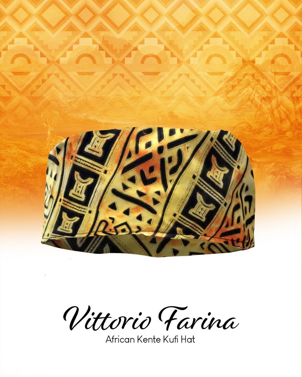 Vittorio Farina Kente Kufi Hat for Men and Women – African Kufi Hat Ideal for Cultural Attire, Outfit & Costume - Suits You Sir - Kente 4 -