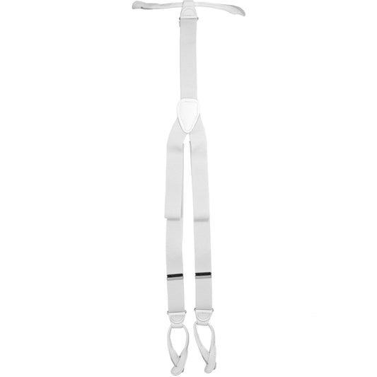 Vittorio Farina Men's Button End Suspender in Gift Box: 70% Polyester & 30% Elastomer - Suits You Sir - White - Silver