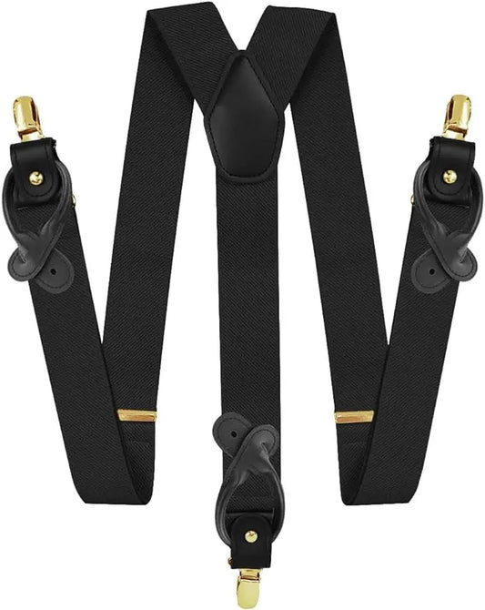 Vittorio Farina Men's Convertible Suspender in Gift Box: 70% Polyester & 30% Elastomer - Suits You Sir - Black - Gold