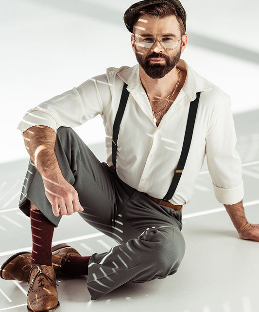 Vittorio Farina Men's Convertible Suspender in Gift Box: 70% Polyester & 30% Elastomer - Suits You Sir - Black - Gold