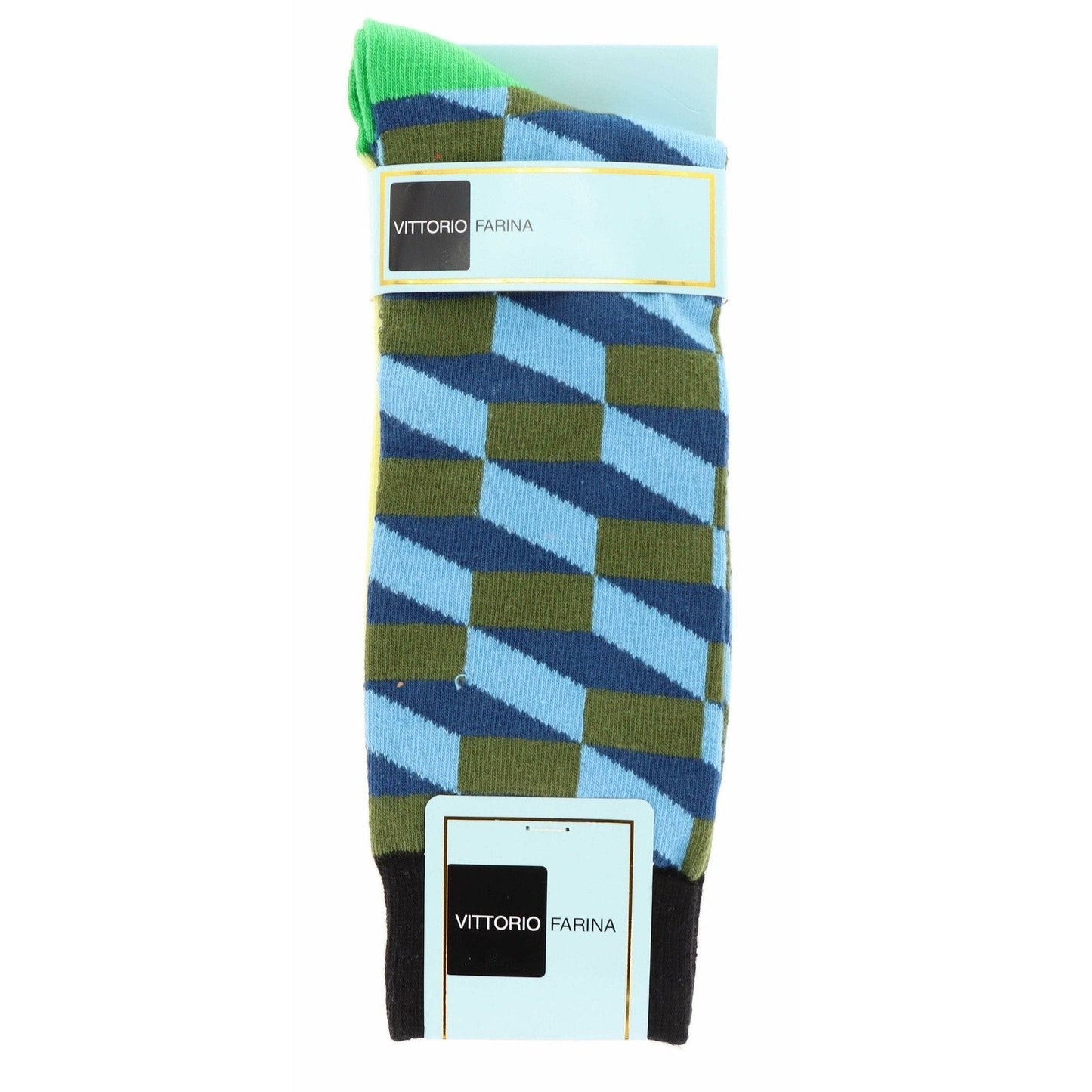 Vittorio Farina Men's Cotton Anklett Checker Dress Socks - Suits You Sir - Black, Blue and Oliver - 6