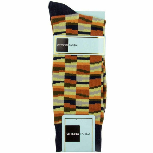 Vittorio Farina Men's Cotton Anklett Crazy Stripe Dress Socks - Suits You Sir - Black - 6