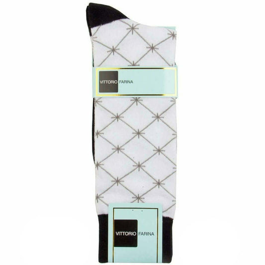 Vittorio Farina Men's Cotton Anklett Design Dress Socks - Suits You Sir - Black and White - 6