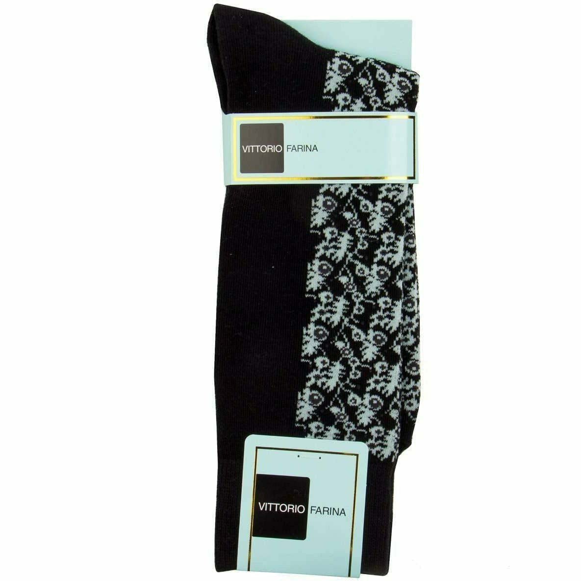 Vittorio Farina Men's Cotton Anklett Design Dress Socks - Suits You Sir - Black (SAB 042) - 6