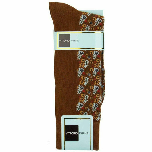 Vittorio Farina Men's Cotton Anklett Design Dress Socks - Suits You Sir - Brown - 6