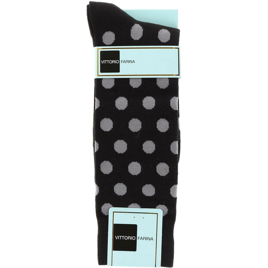 Vittorio Farina Men's Cotton Anklett Polka Dot Dress Socks - Suits You Sir - Black and Gray - 6