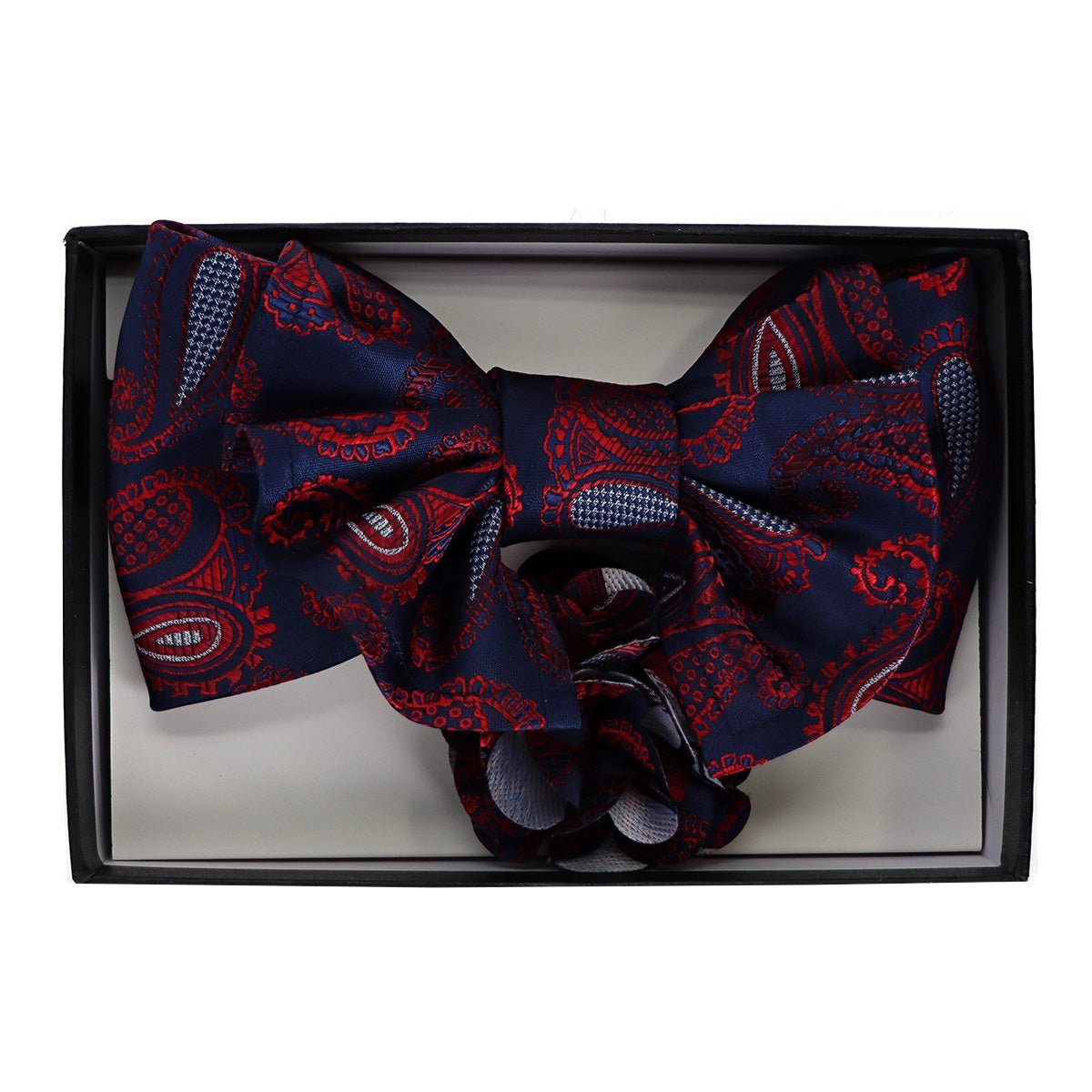 Vittorio Farina Men's Design XL Bow Tie, Pocket Square and Flower Lapel Pin in Gift Box - Suits You Sir - GB - XLBHL_2134 -