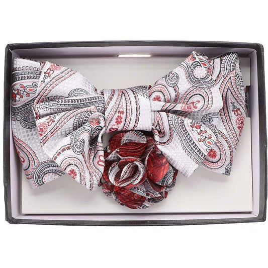 Vittorio Farina Men's Design XL Bow Tie, Pocket Square and Flower Lapel Pin in Gift Box - Suits You Sir - XL2120 -