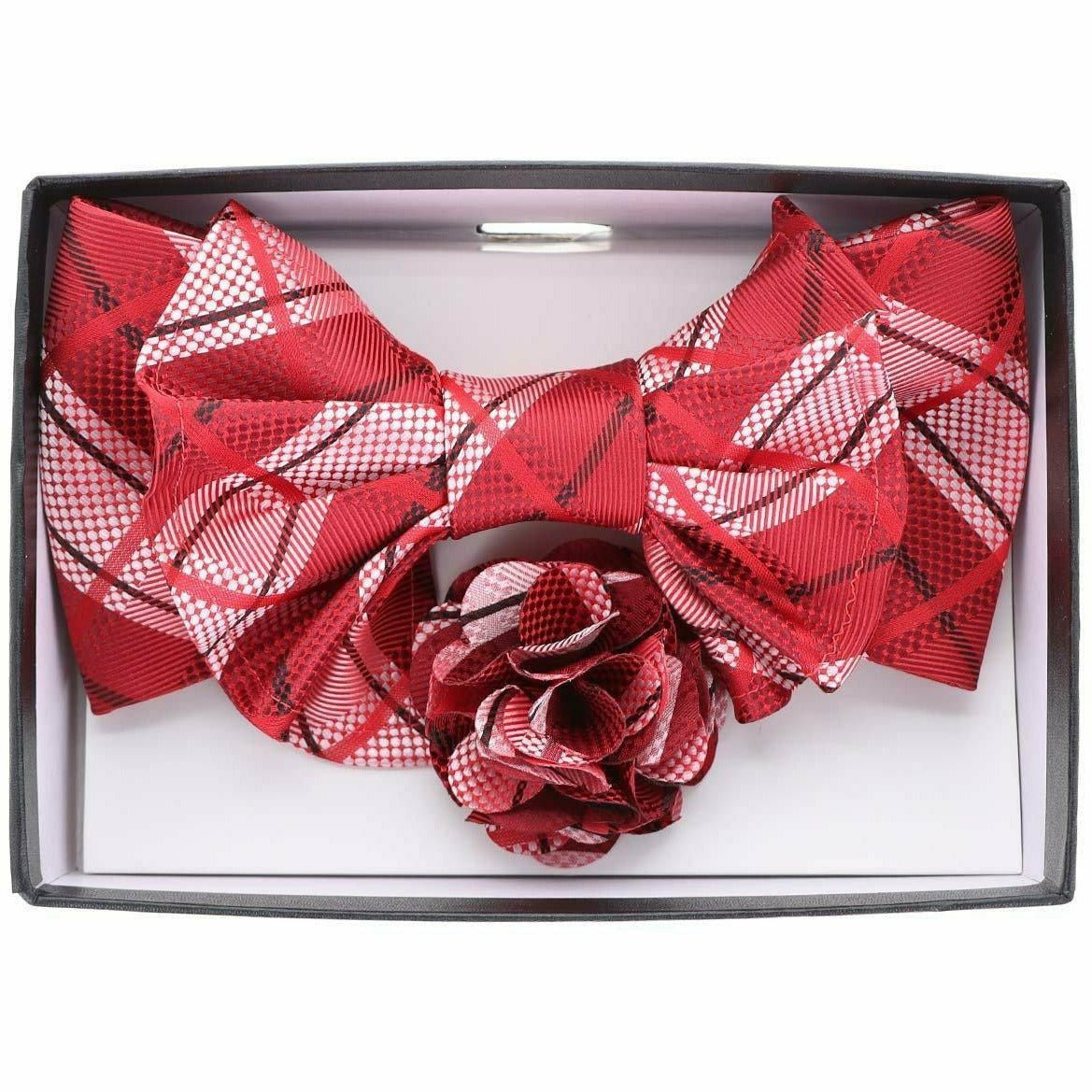 Vittorio Farina Men's Design XL Bow Tie, Pocket Square and Flower Lapel Pin in Gift Box - Suits You Sir - XL2125 -
