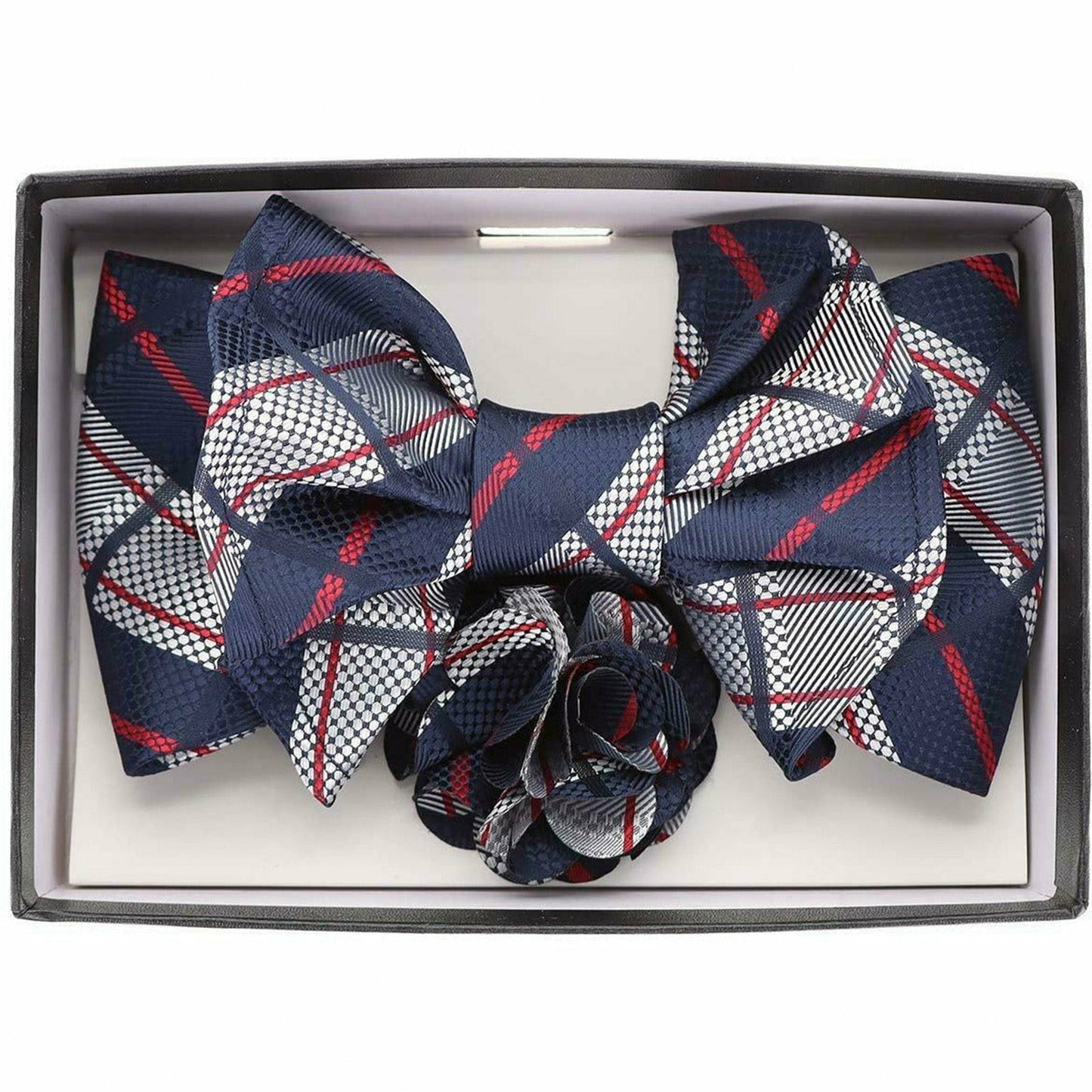 Vittorio Farina Men's Design XL Bow Tie, Pocket Square and Flower Lapel Pin in Gift Box - Suits You Sir - XL2126 -
