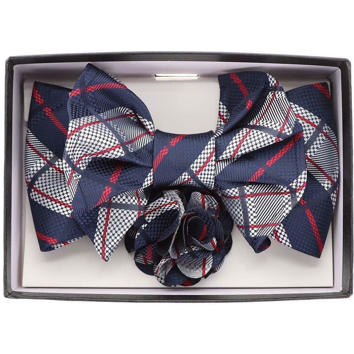 Vittorio Farina Men's Design XL Bow Tie, Pocket Square and Flower Lapel Pin in Gift Box - Suits You Sir - XL2127 -