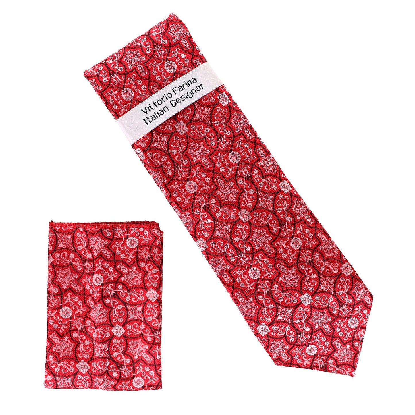 Vittorio Farina Men's Floral Design Necktie & Pocket Square - Suits You Sir - D - 1362 -