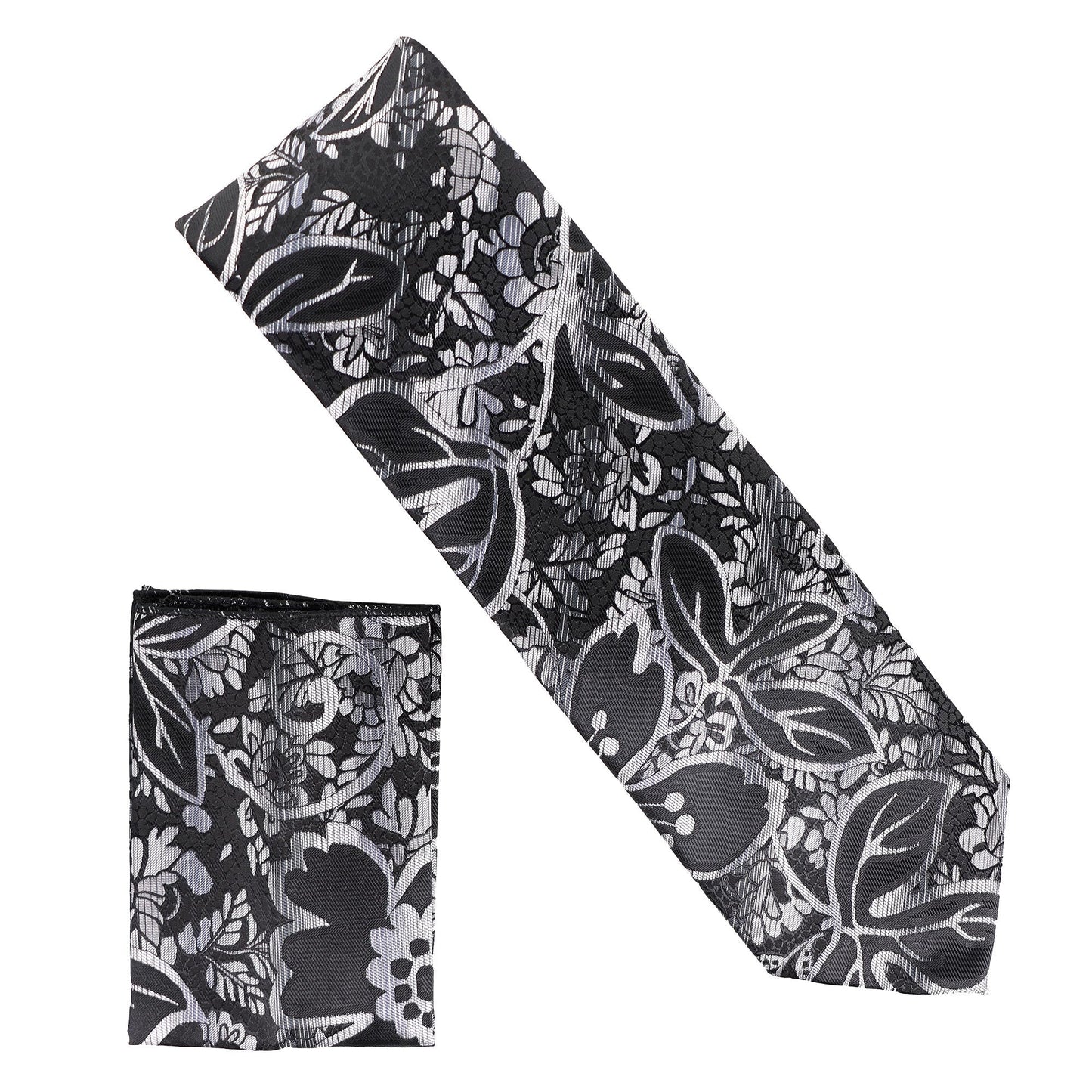 Vittorio Farina Men's Floral Design Necktie & Pocket Square - Suits You Sir - D - 1406 -