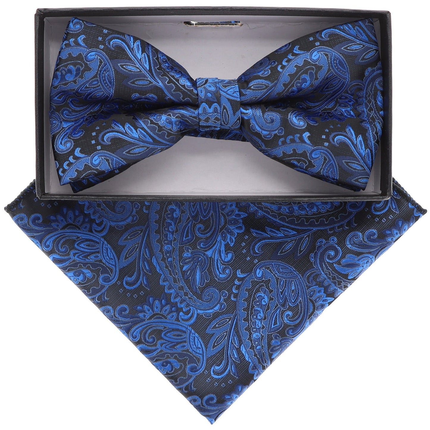 Vittorio Farina Men's Floral Design Satin Bow Tie & Pocket Square in Gift Box - Suits You Sir - BH - 21145 -